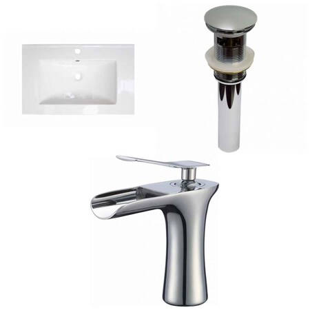 American Imaginations 23.75" W 1 Hole Ceramic Top Set In White Color, Overflow Drain Incl. AI-32462